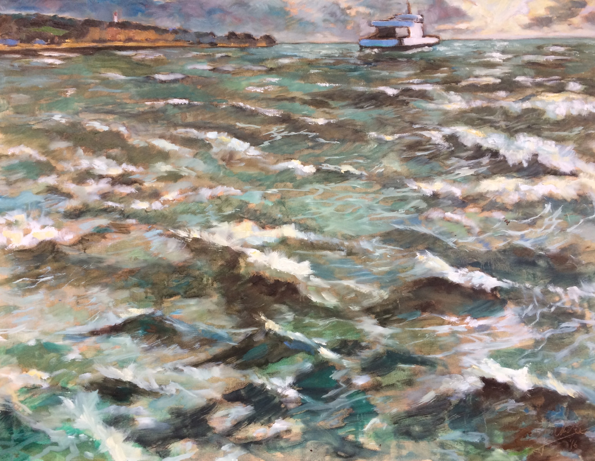 Wellengang, 2016, 70 x 90 Öl auf Leinwand