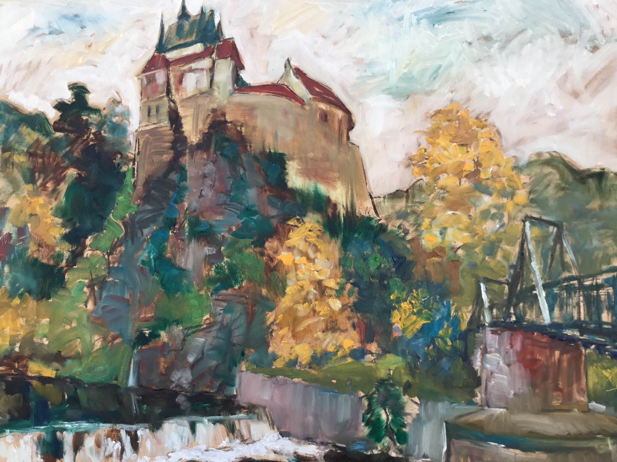 Burg Kriebstein, 2017, 70 x 100 Öl auf Leinwand